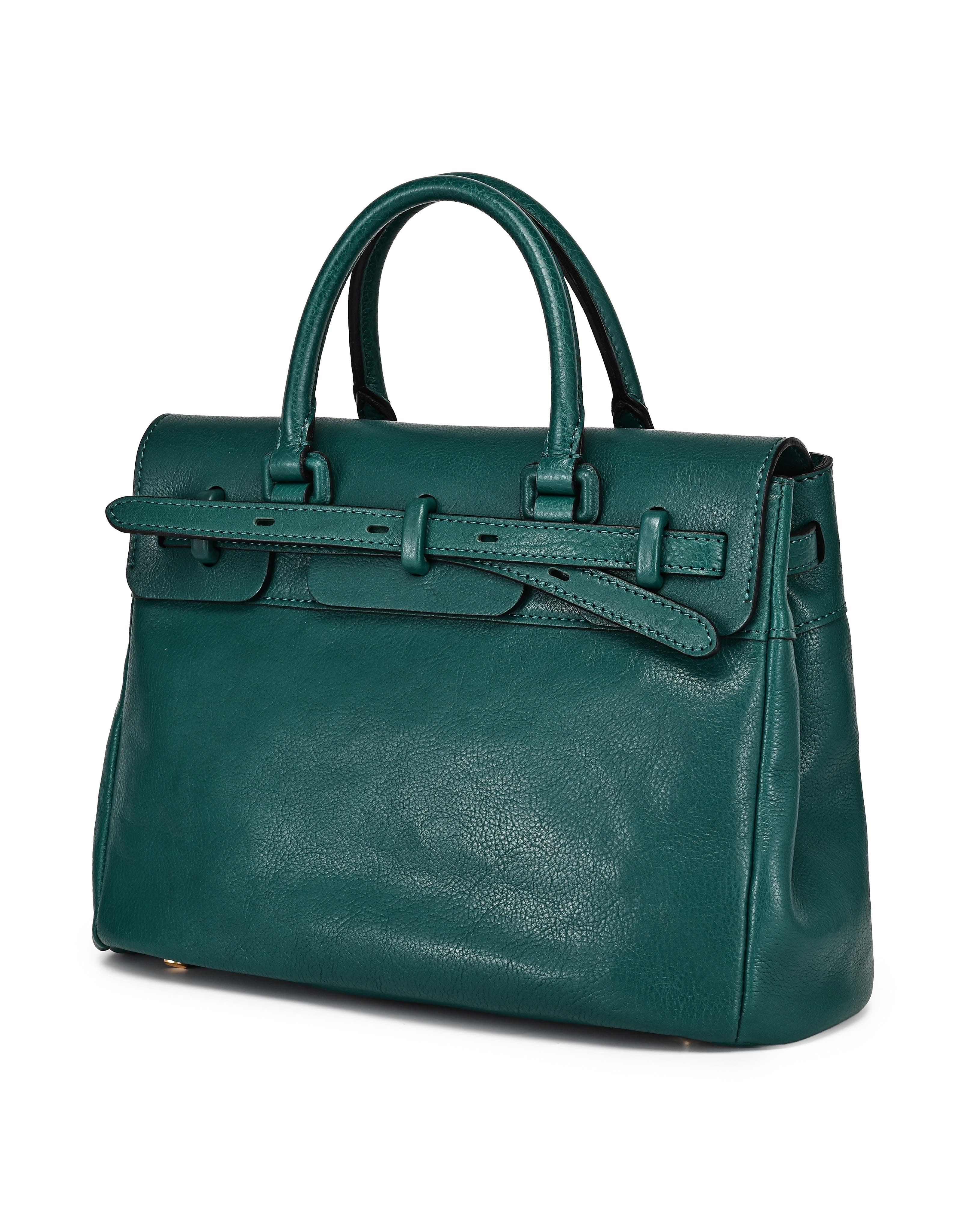 Wishbone Genuine Leather Structured Heritage Satchel, Alternate, color, Teal