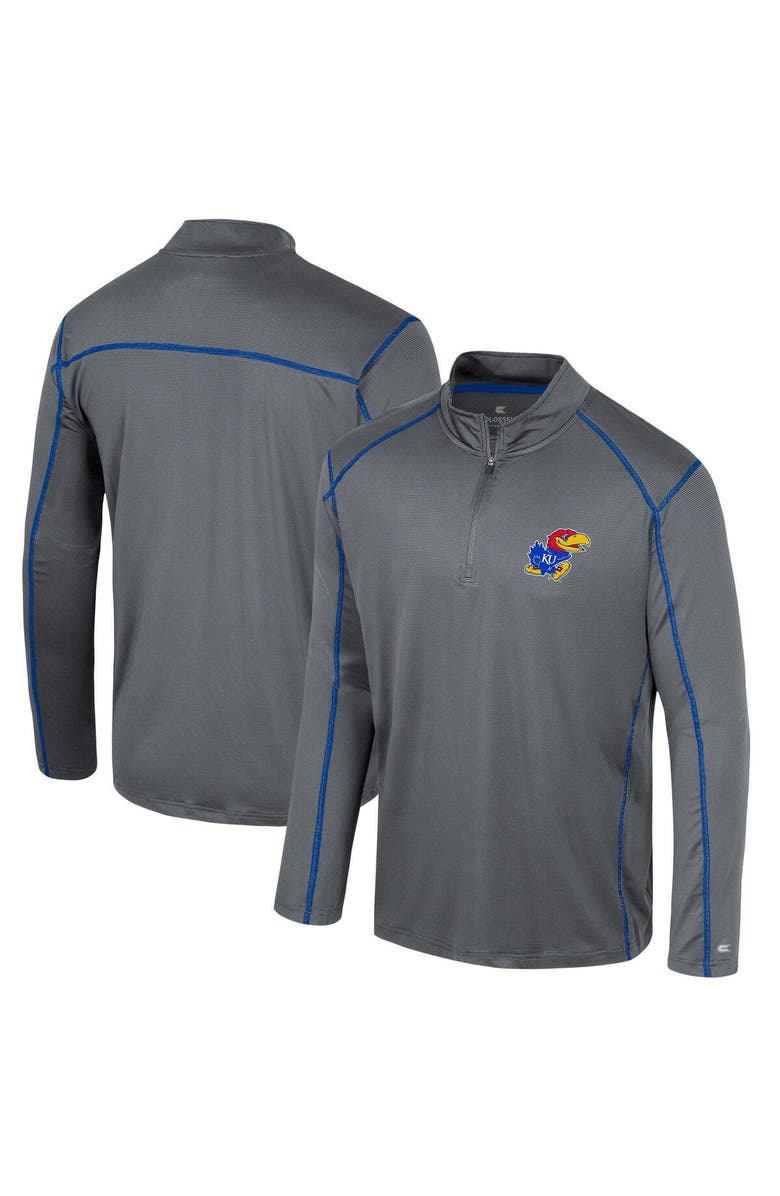 COLOSSEUM Men's Colosseum Charcoal Kansas Jayhawks Cameron Quarter-Zip Windshirt, Main, color, 