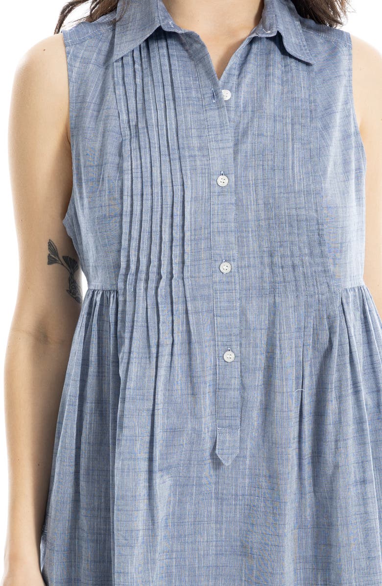 MAX STUDIO Sleeveless Cotton Chambray Shirtdress, Alternate, color, Chambray