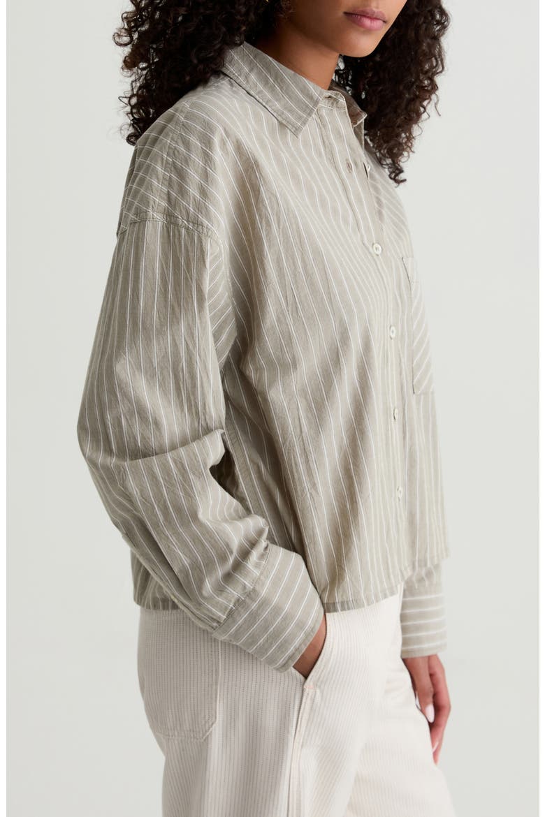Kellen Relaxed Crop Button-Up Shirt, Alternate, color, STUDIO STRIPE ROSEMARY MULTI