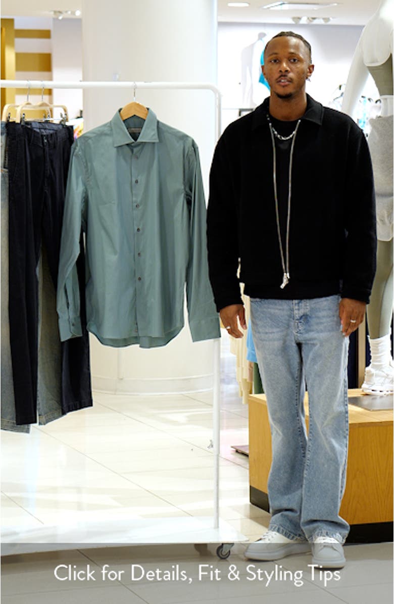 Regular Fit Solid Green Stretch Dress Shirt, sales video thumbnail