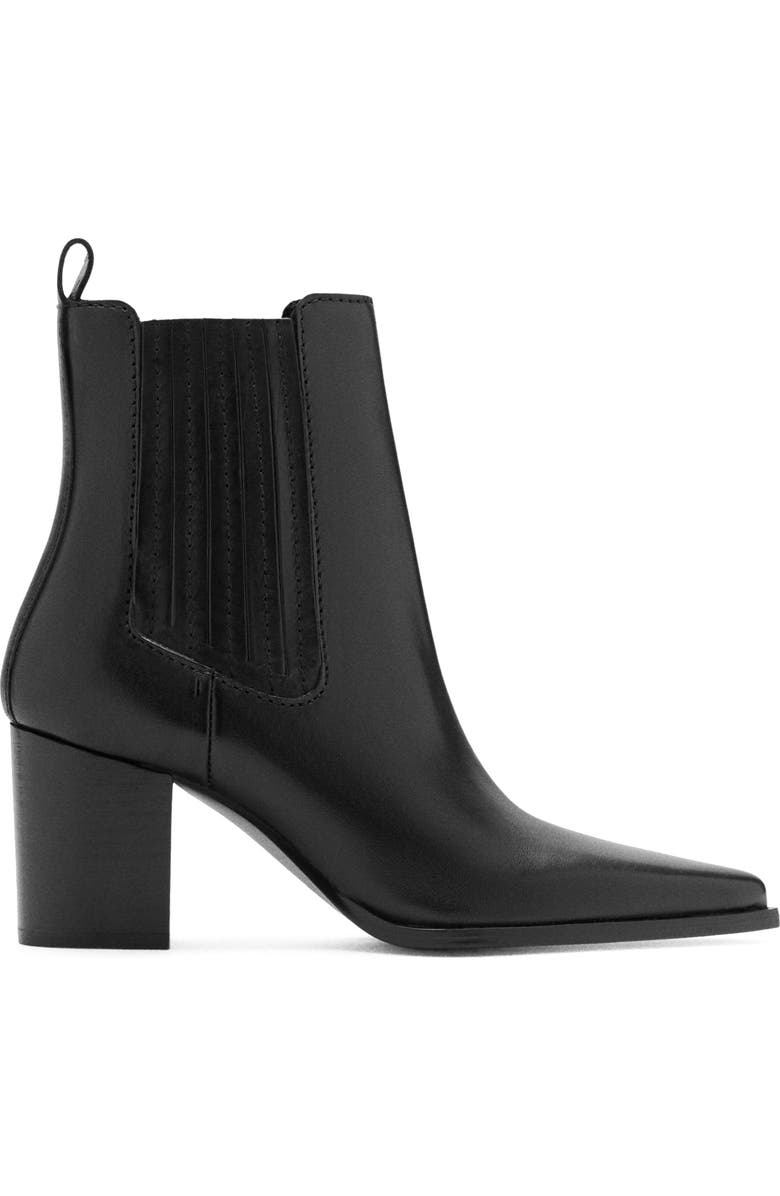 MANGO Pointed Toe Block Heel Ankle Bootie, Alternate, color, Black