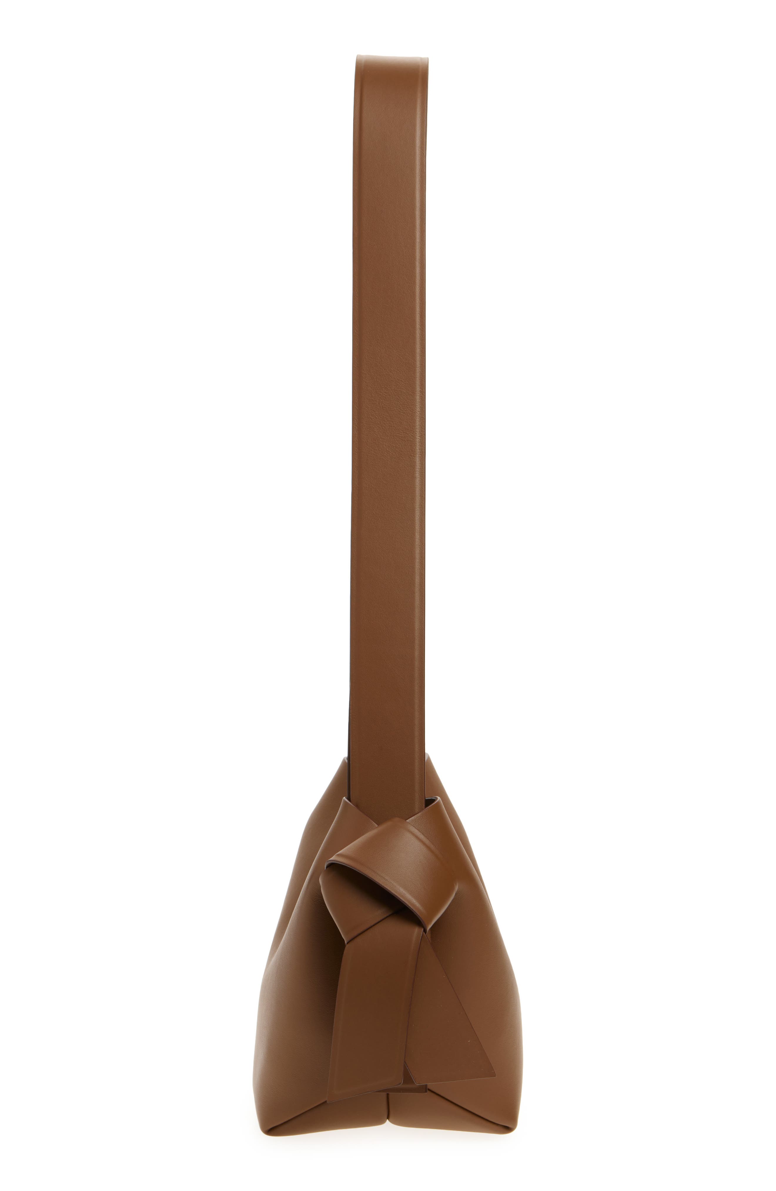 Acne Studios Mini Musubi Leather Shoulder Bag, Alternate, color, Camel Brown