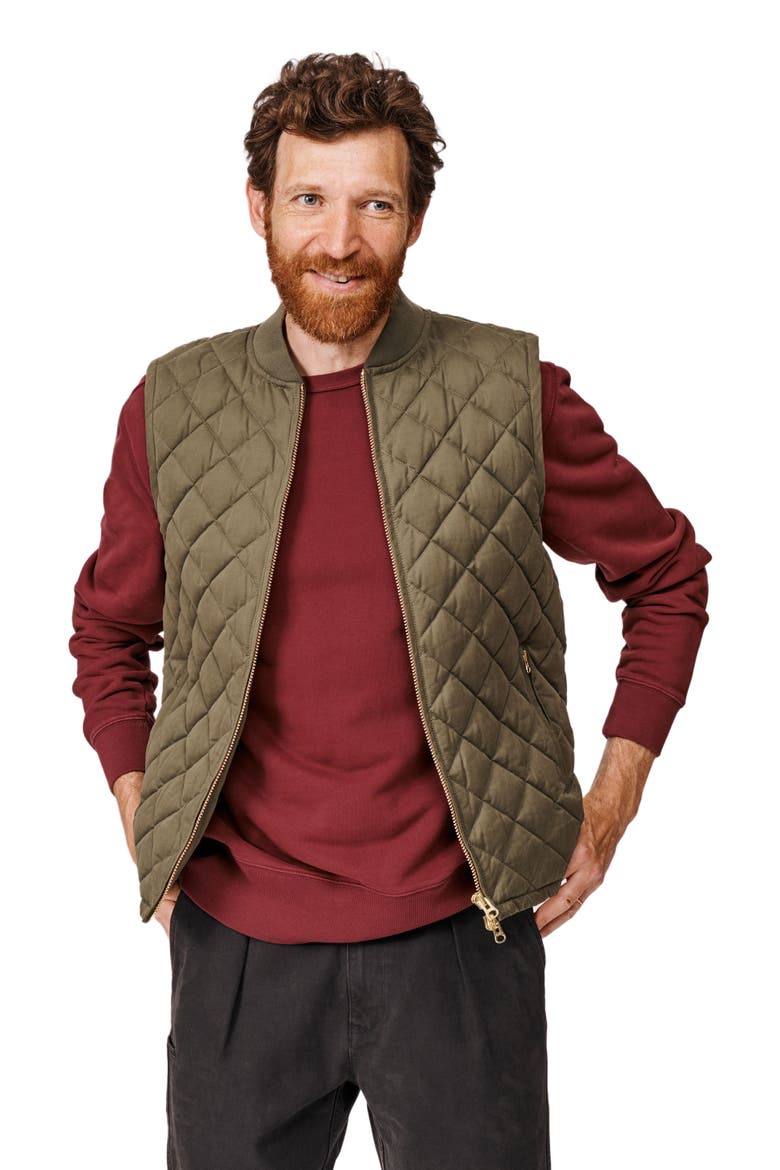 Anwick Quilted Gilet Vest, Main, color, Washed Khaki