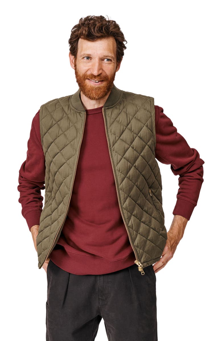 Aubin Anwick Quilted Gilet Vest, Main, color, Washed Khaki