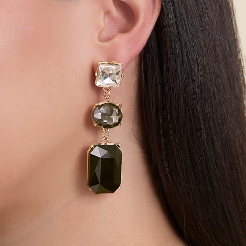 Jessica Simpson Black Crystal Drop Earrings In Black