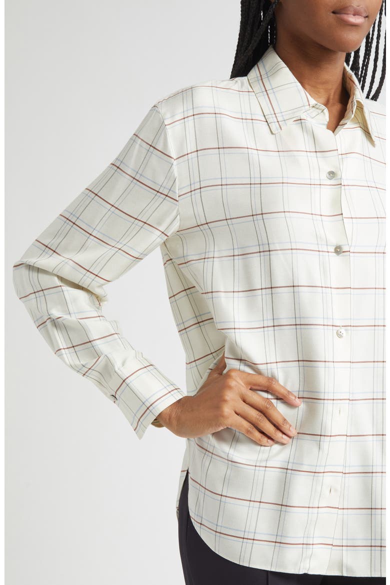 Check Plaid Button-Up Shirt, Alternate, color, CREAM MULTI