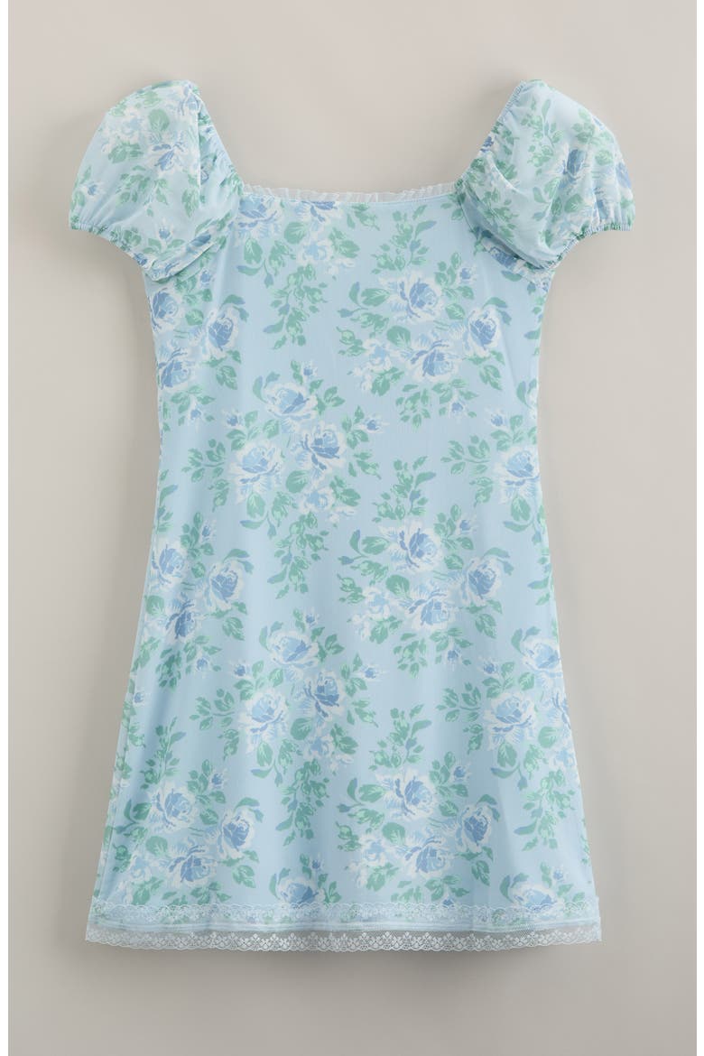 Kids' Puff Sleeve Dress Dress, Alternate, color, BLUE FADE MULTI BOUQUET
