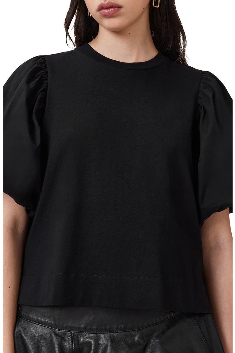 Jess Puff Sleeve T-Shirt, Alternate, color, BLACK