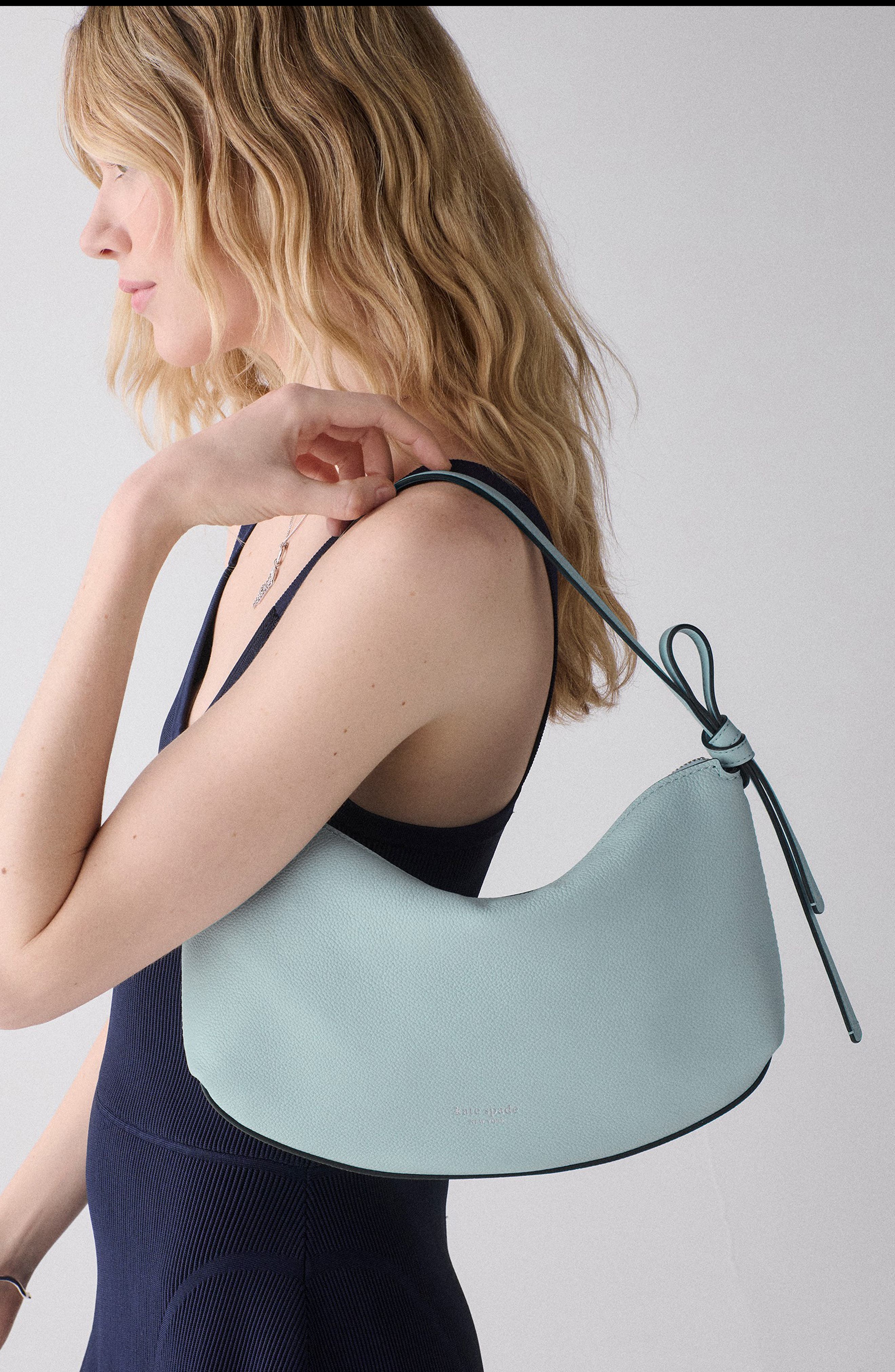 loop pebble leather shoulder bag, Alternate, color, ENGLISH SEA