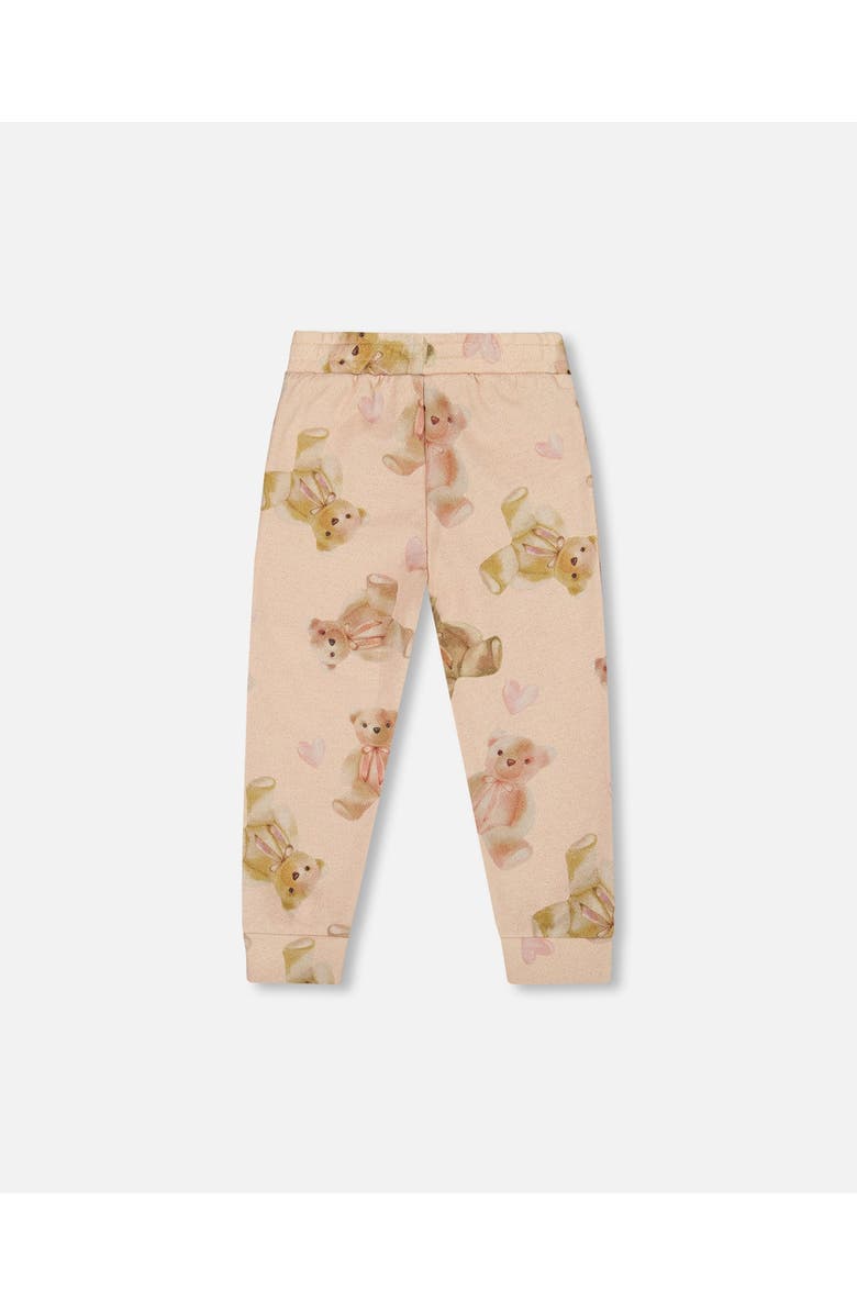 Deux par Deux Glittering French Terry Sweatpants Teddy Bear, Alternate, color, Beige