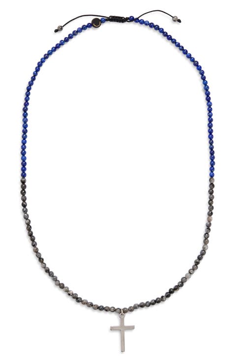 Men's Gemstone Cross Pendant Necklace