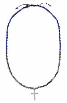 Caputo & Co. Men's Gemstone Cross Pendant Necklace