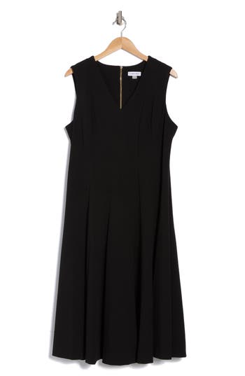 Shop Calvin Klein Sleeveless A-line Midi Dress In Black