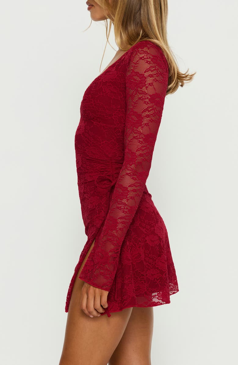 Princess Polly Airaella Long Sleeve Lace Minidress, Alternate, color, Red