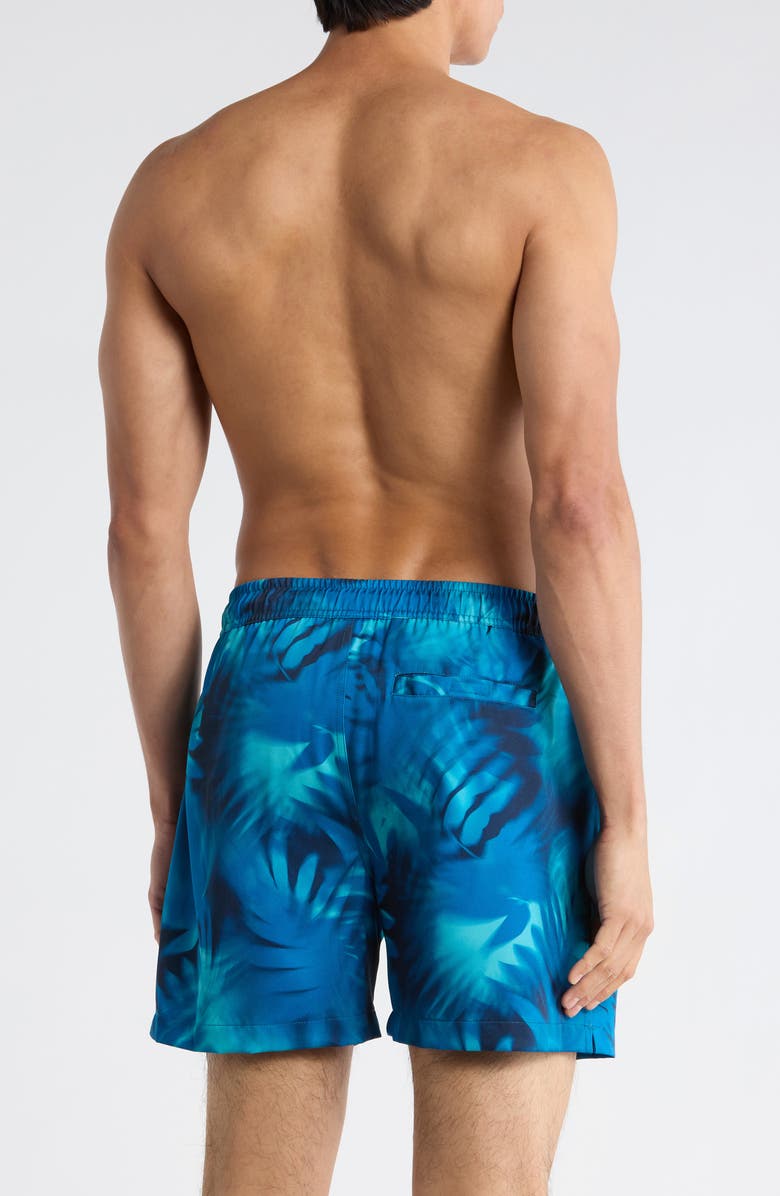 Robert Graham Tie Dye Palm Print Swim Shorts, Alternate, color, Blue