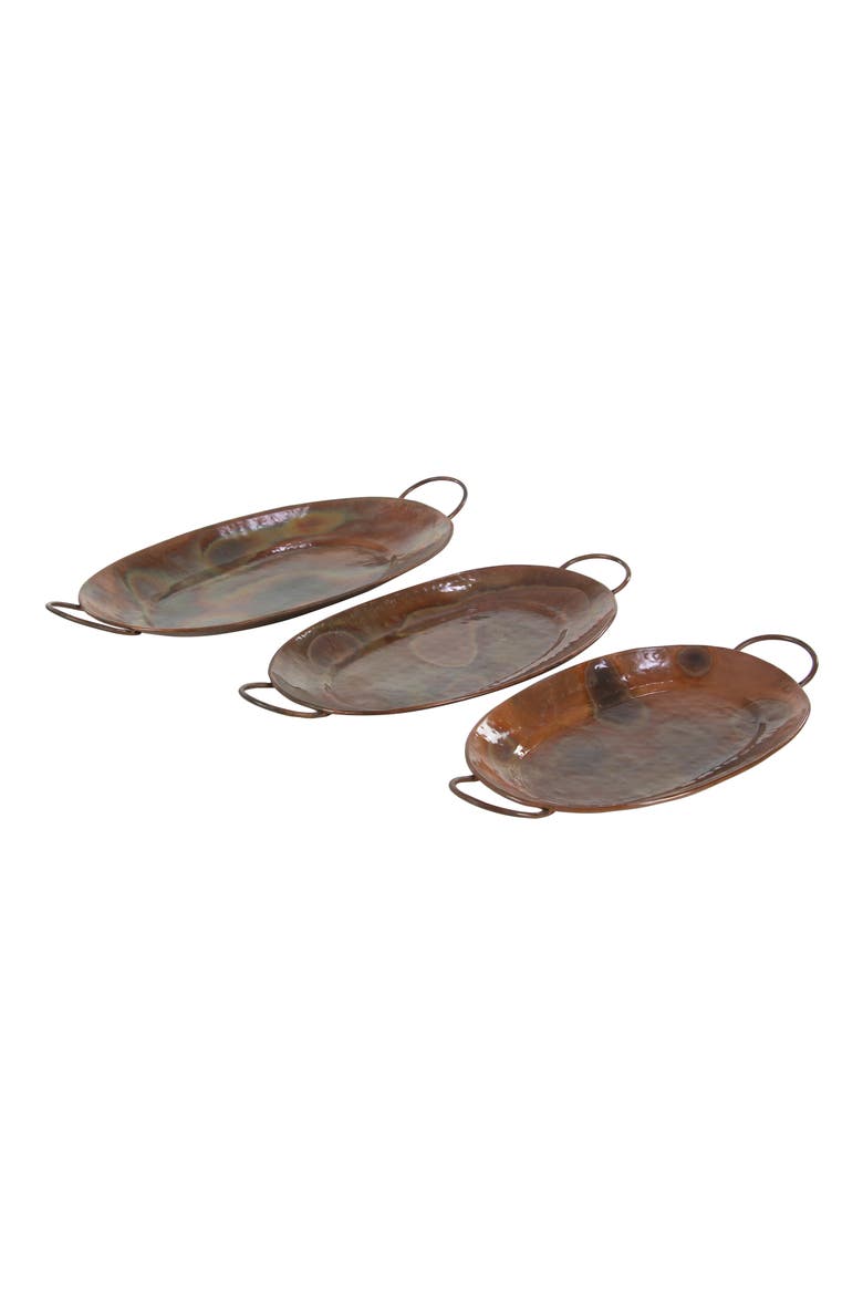 Copper Metal Rustic Tray - Set of 3, Alternate, color, MULTI