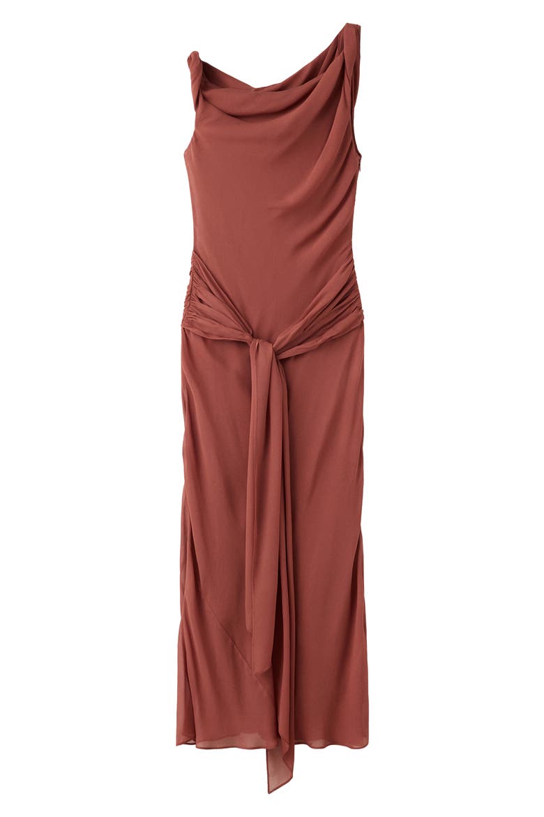 Drape Tie Waist Sleeveless Maxi Dress, Main, color, BURGUNDY