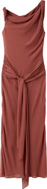 MANGO Drape Tie Waist Sleeveless Maxi Dress