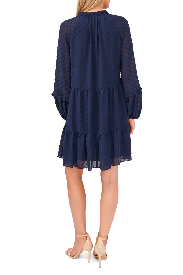 Clip Dot Ruffle Long Sleeve Shift Dress, Alternate, color, CLASSIC NAVY