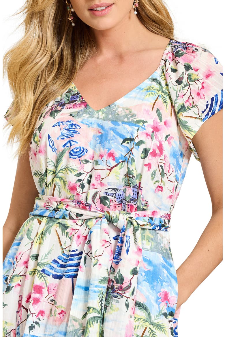 Paradise Shores Cotton Blend Midi Dress, Alternate, color, WHITE