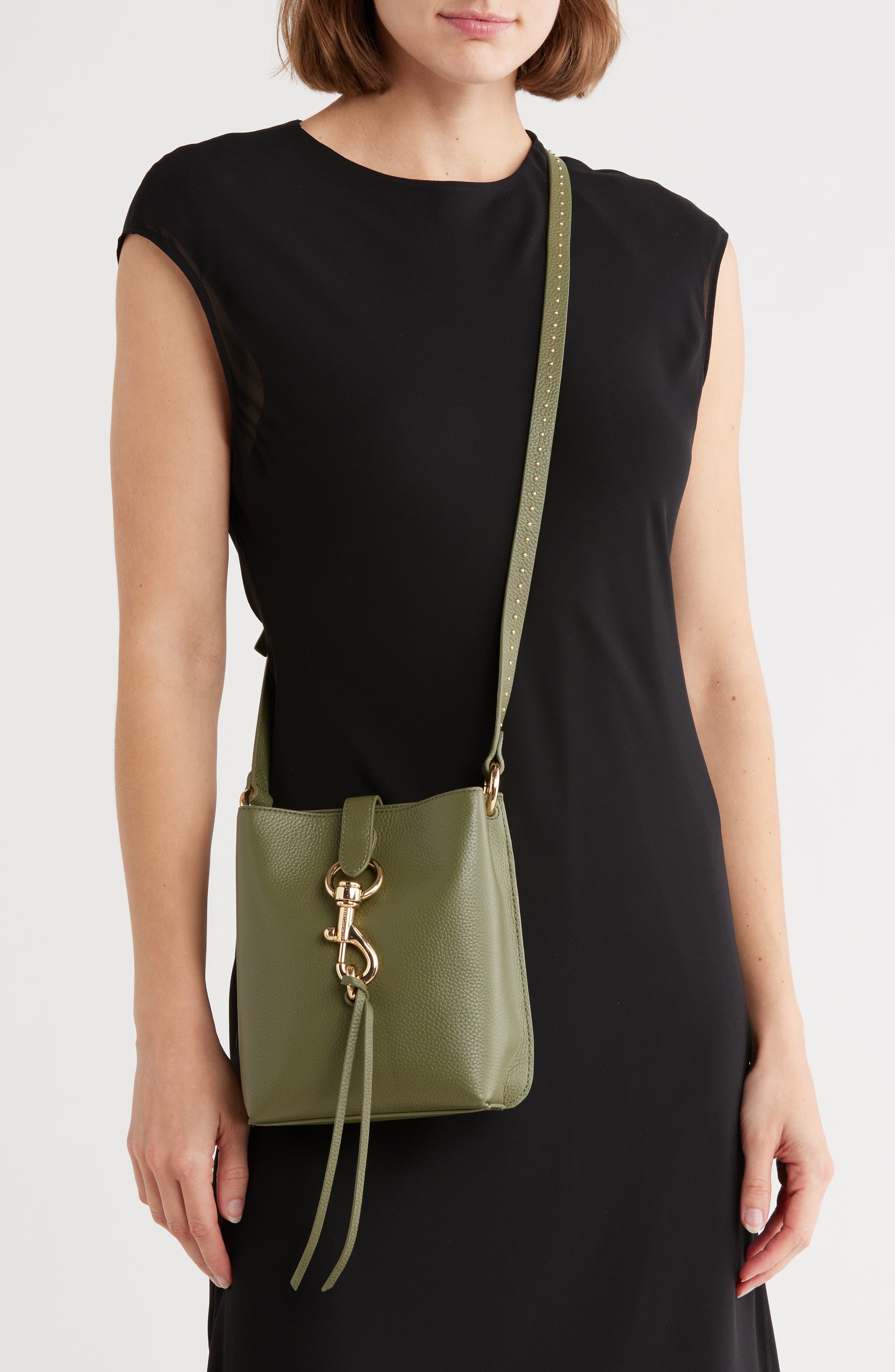 Rebecca Minkoff Megan Mini Studded Leather Crossbody Bag, Alternate, color, 