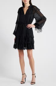 KOBI HALPERIN Nora Long Sleeve Chiffon Cocktail Dress