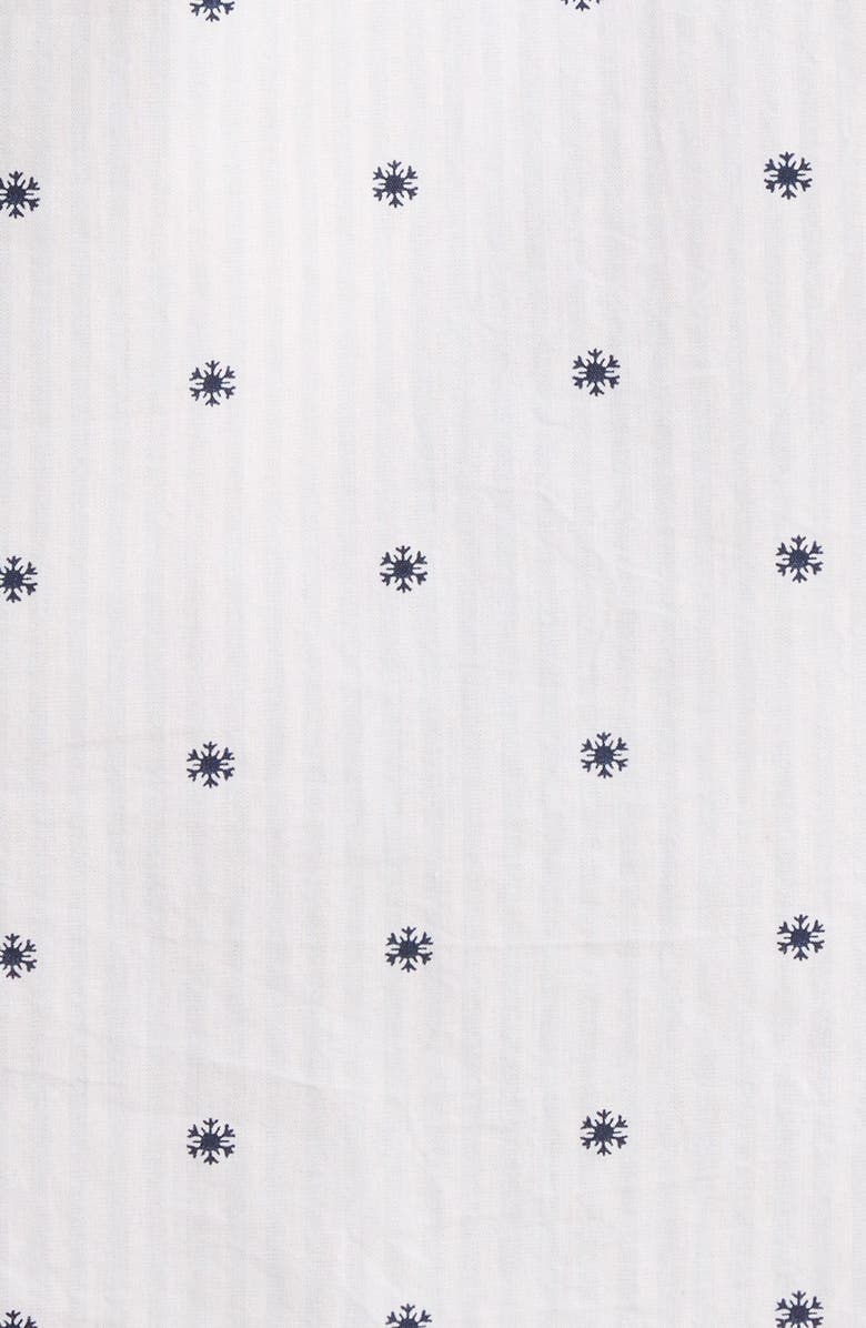 Nordstrom Classic Piped Cotton Nightshirt, Alternate, color, Blue- Navy Snowflake Stripe