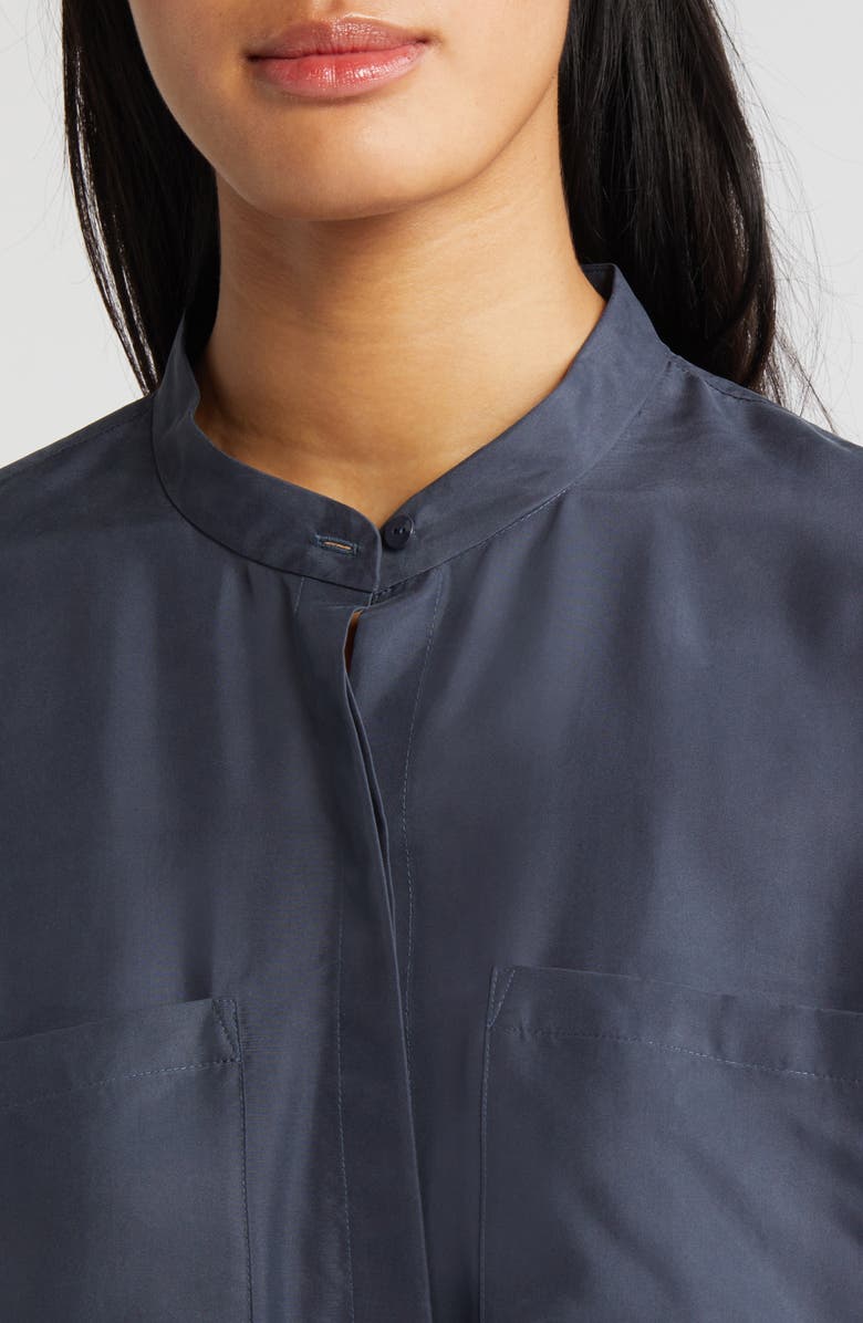 Eileen Fisher Washed Silk Band Collar Shirt, Alternate, color,