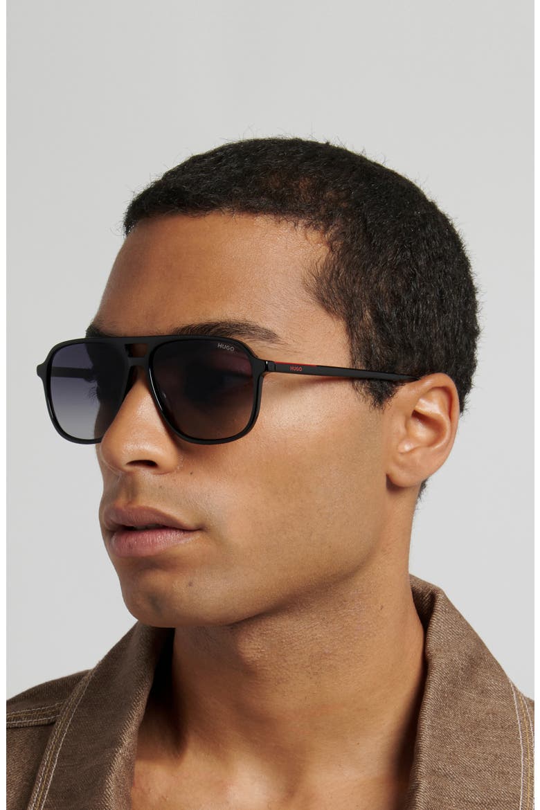 58mm Square Sunglasses, Alternate, color, BLACK/ DARK GREY SF