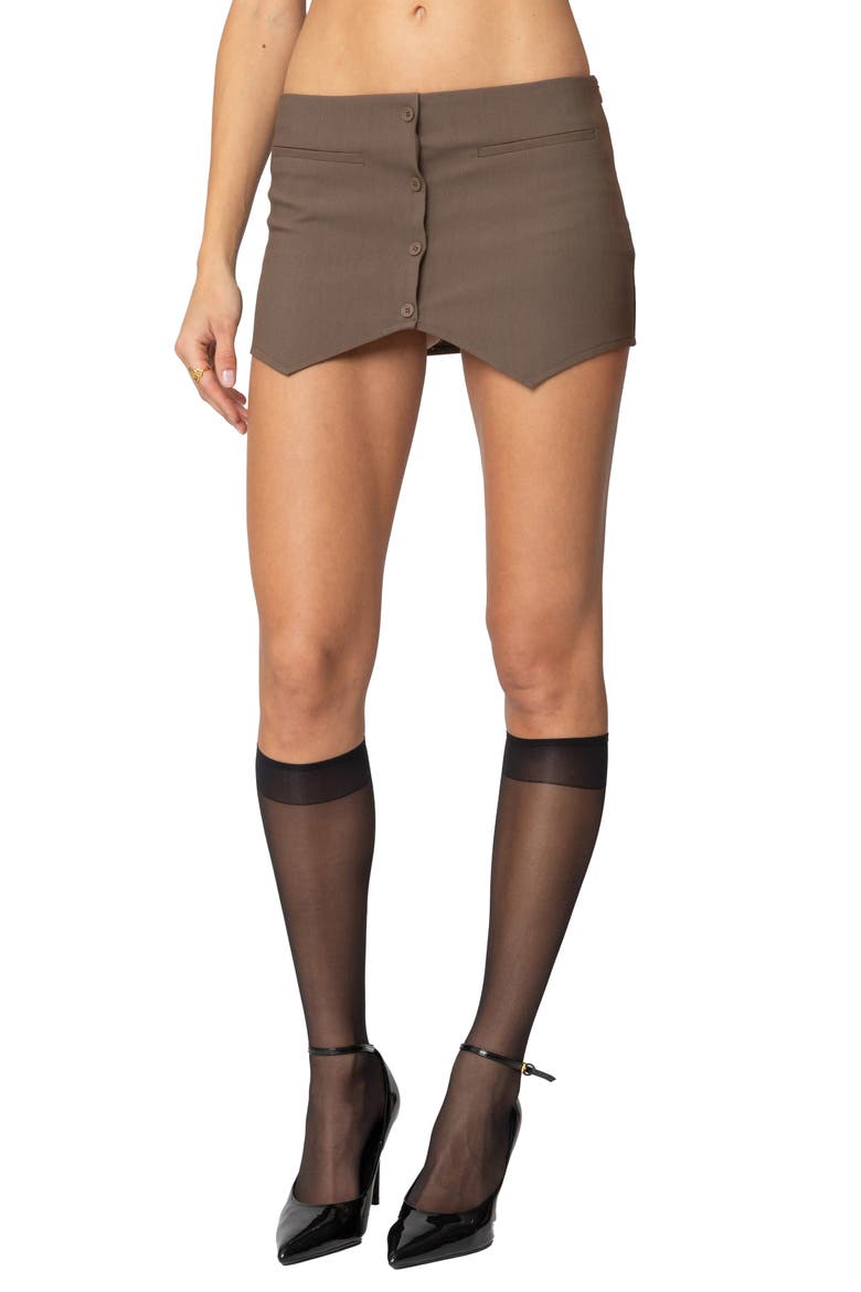 Ellis Buttoned Up Mini Skort, Main, color, BROWN