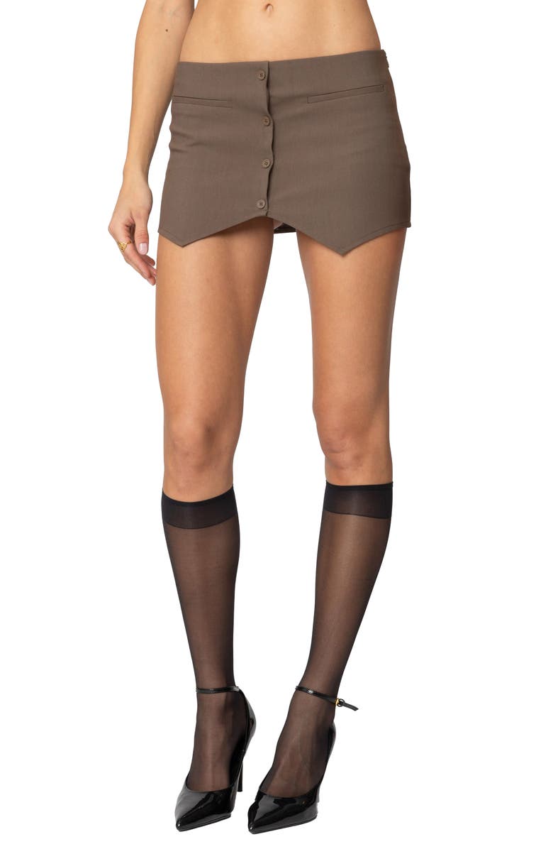 EDIKTED Ellis Buttoned Up Mini Skort, Main, color, Brown