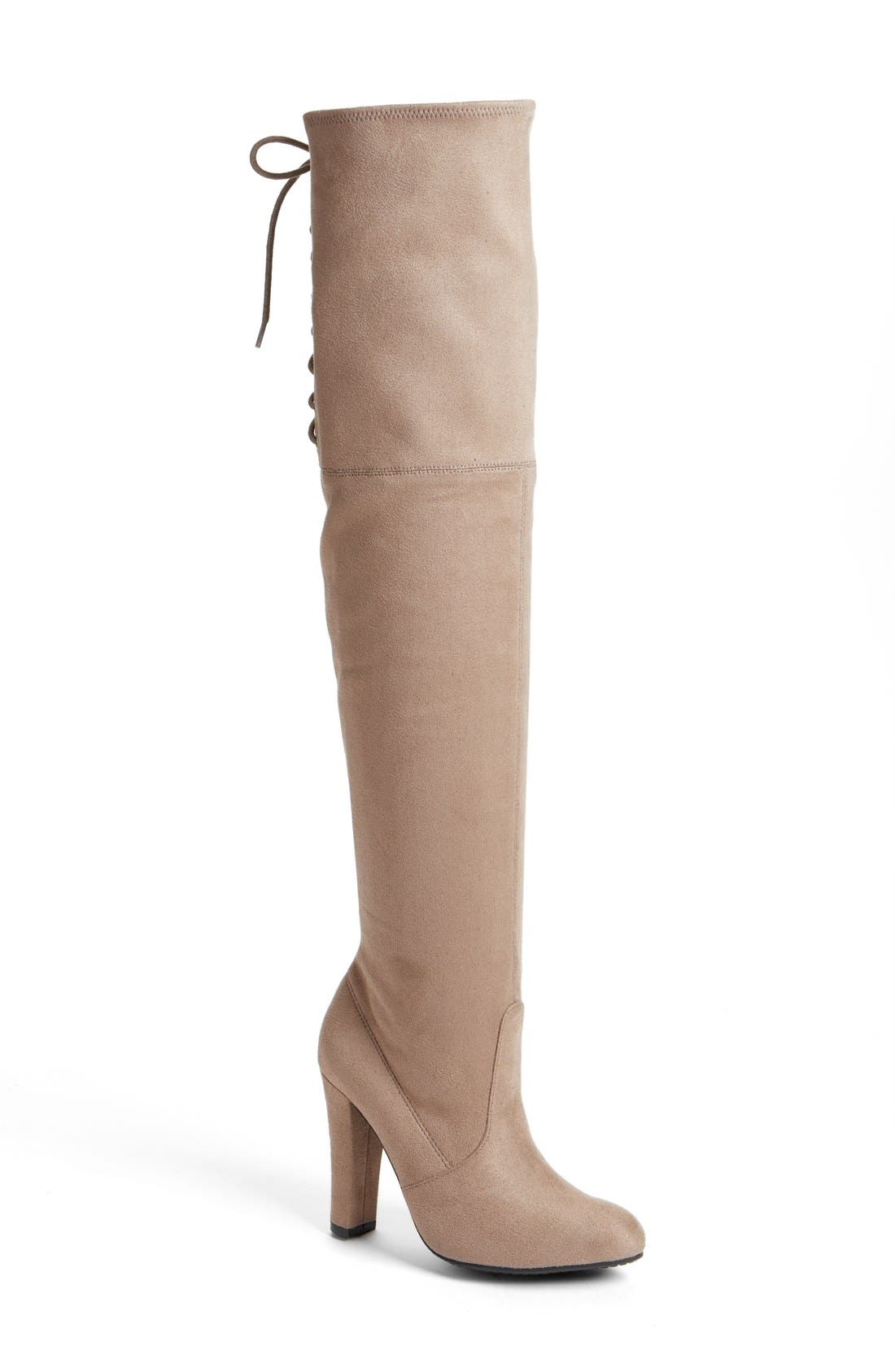 'Gleemer' Over the Knee Boot, Main, color, TAUPE SUEDE