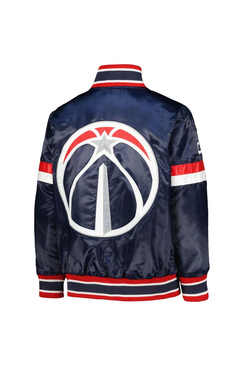 Youth Starter Navy Washington Wizards Home Game Varsity Satin Full-Snap Jacket, Alternate, color, Navy