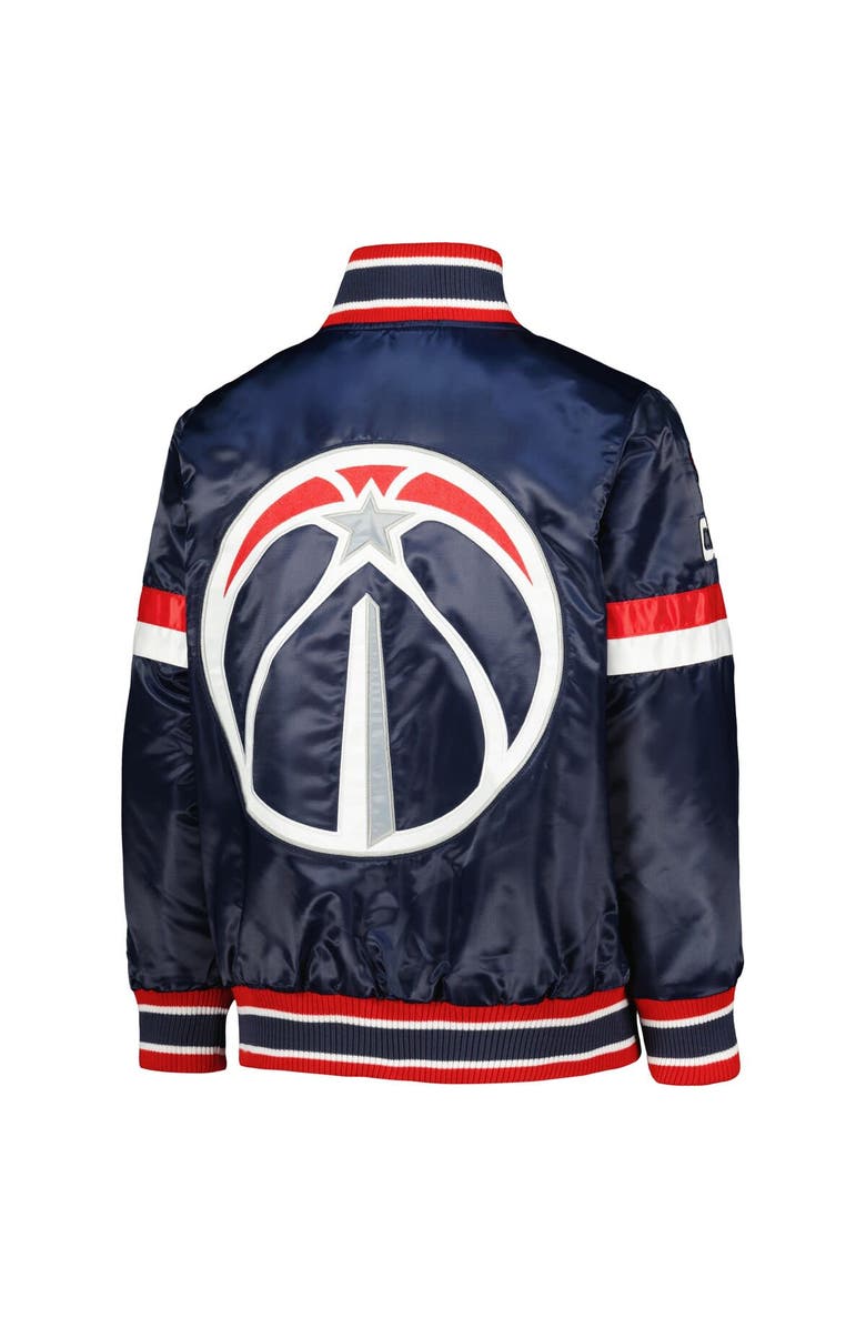 STARTER Youth Starter Navy Washington Wizards Home Game Varsity Satin Full-Snap Jacket, Alternate, color, Navy