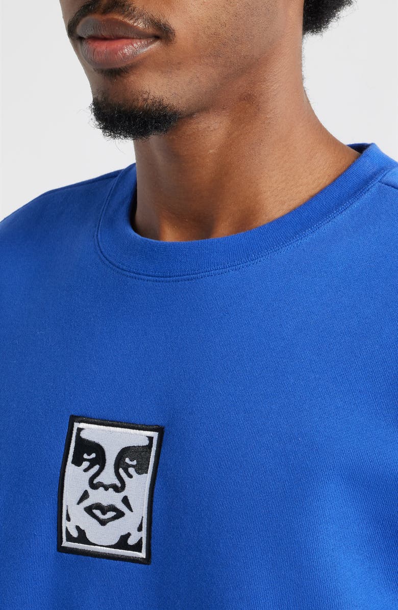 Obey Icon Extra Heavy Crewneck Sweatshirt, Alternate, color, Dazzling Blue