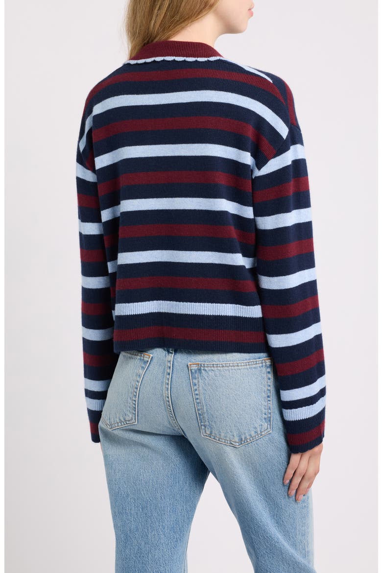 Delora Stripe Polo Sweater, Alternate, color, TAWNY NAVY STRIPE