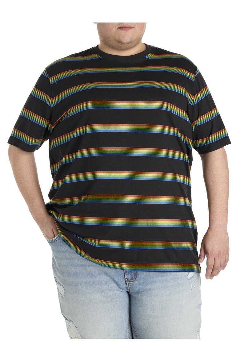 Big & Tall Moisture-Wicking Striped T-Shirt, Main, color, BLACK MULTI