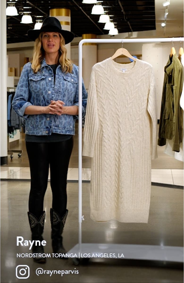 Holiday Long Sleeve Cable Sweater Dress, sales video thumbnail