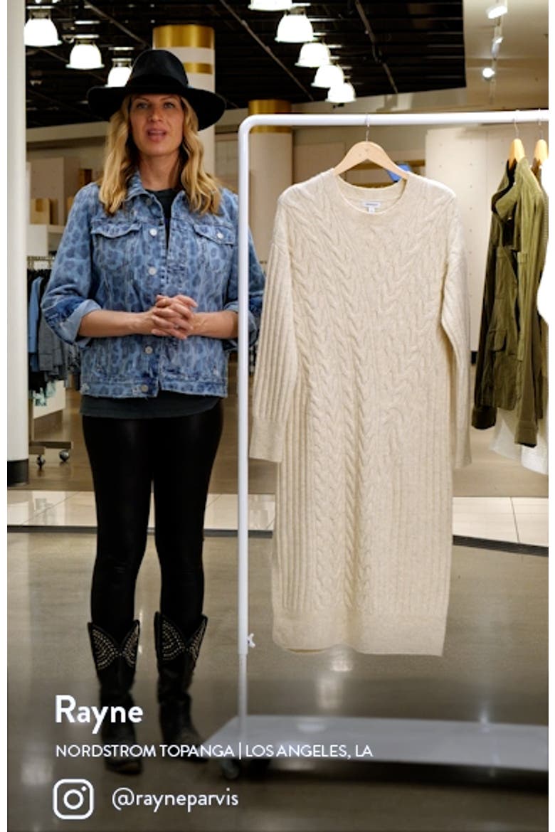 Holiday Long Sleeve Cable Sweater Dress video