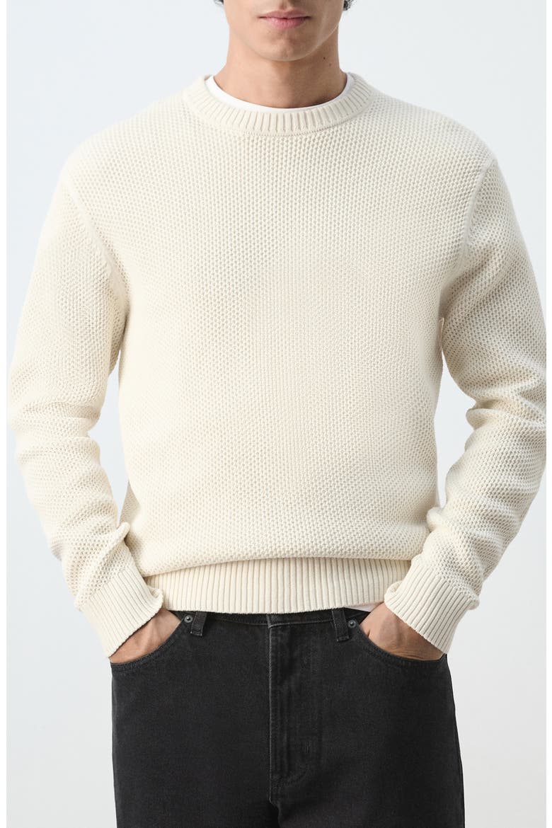 Crewneck Cotton Blend Sweater, Main, color, ECRU