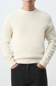 MANGO Crewneck Cotton Blend Sweater