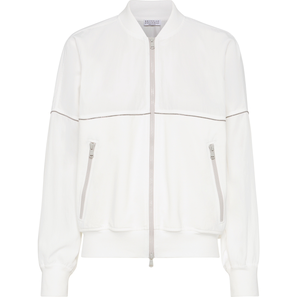 Brunello Cucinelli Paneled Sweatshirt With Monili In White