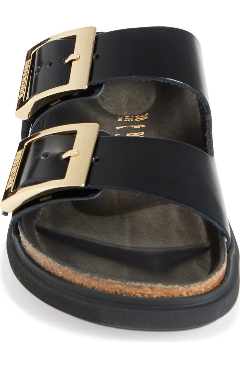 Birkenstock Arizona Droplet Buckle Slide Sandal, Alternate, color, High Shine Black