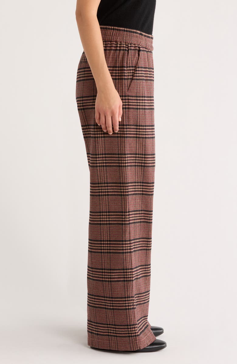 Marine Layer Allison Plaid Pull-On Wide Leg Moleskin Pants, Alternate, color, Warm Plaid