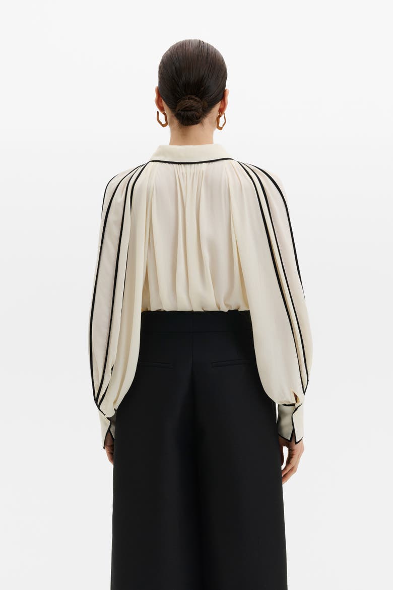Bea Contrast Edge Chiffon Blouse, Alternate, color, Vanilla