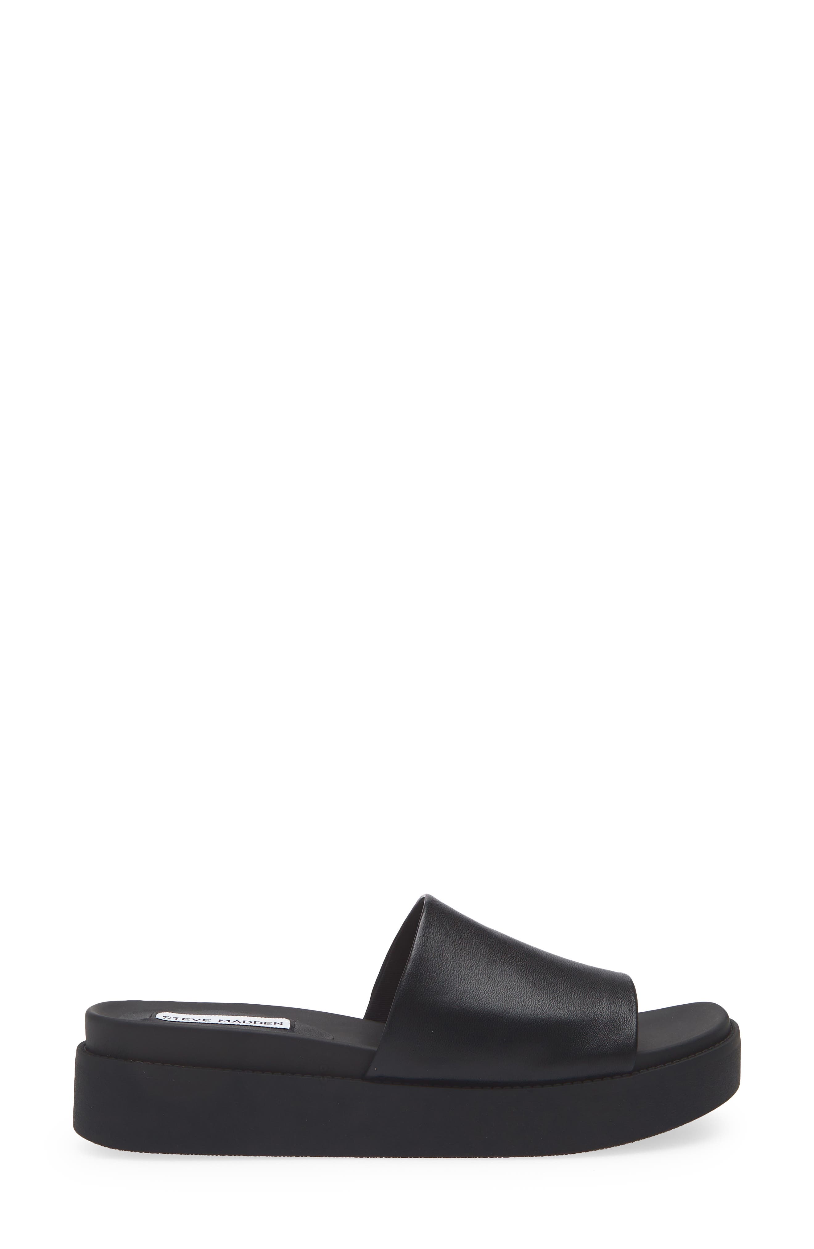 Steve Madden Robyn Platform Slide Sandal, Alternate, color, Black Leather