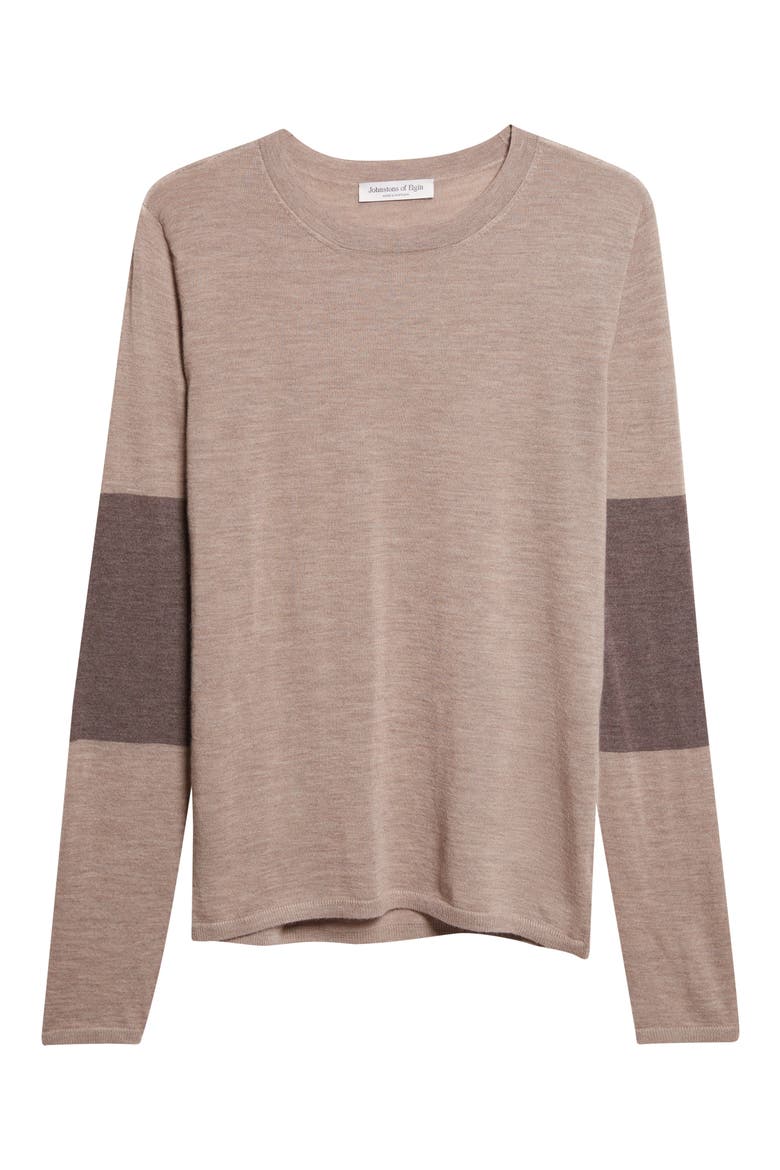 Euna Colorblock Cashmere Sweater, Alternate, color, PEBBLE/ ASH