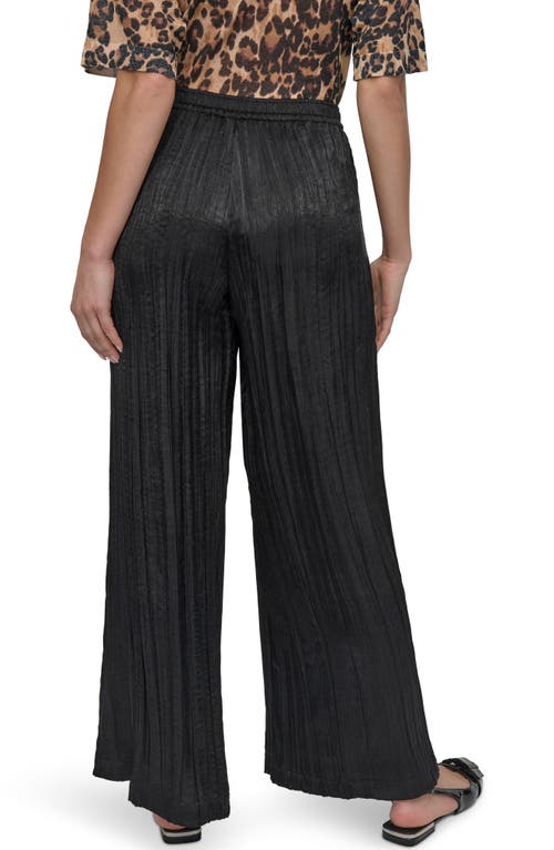 Dkny Crushed Drawstring Wide Leg Pants In Black