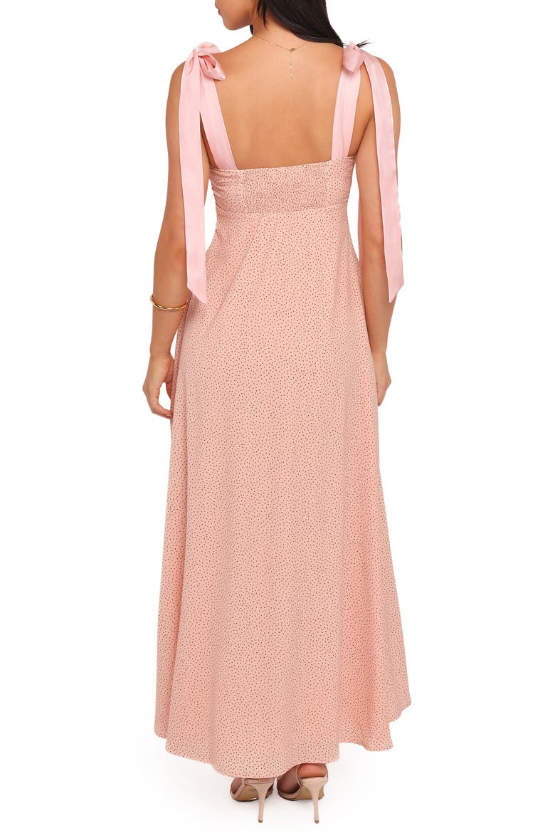 Ellody Polka Dot Tie Shoulder Maxi Dress, Alternate, color, PEACH POLKA DOT